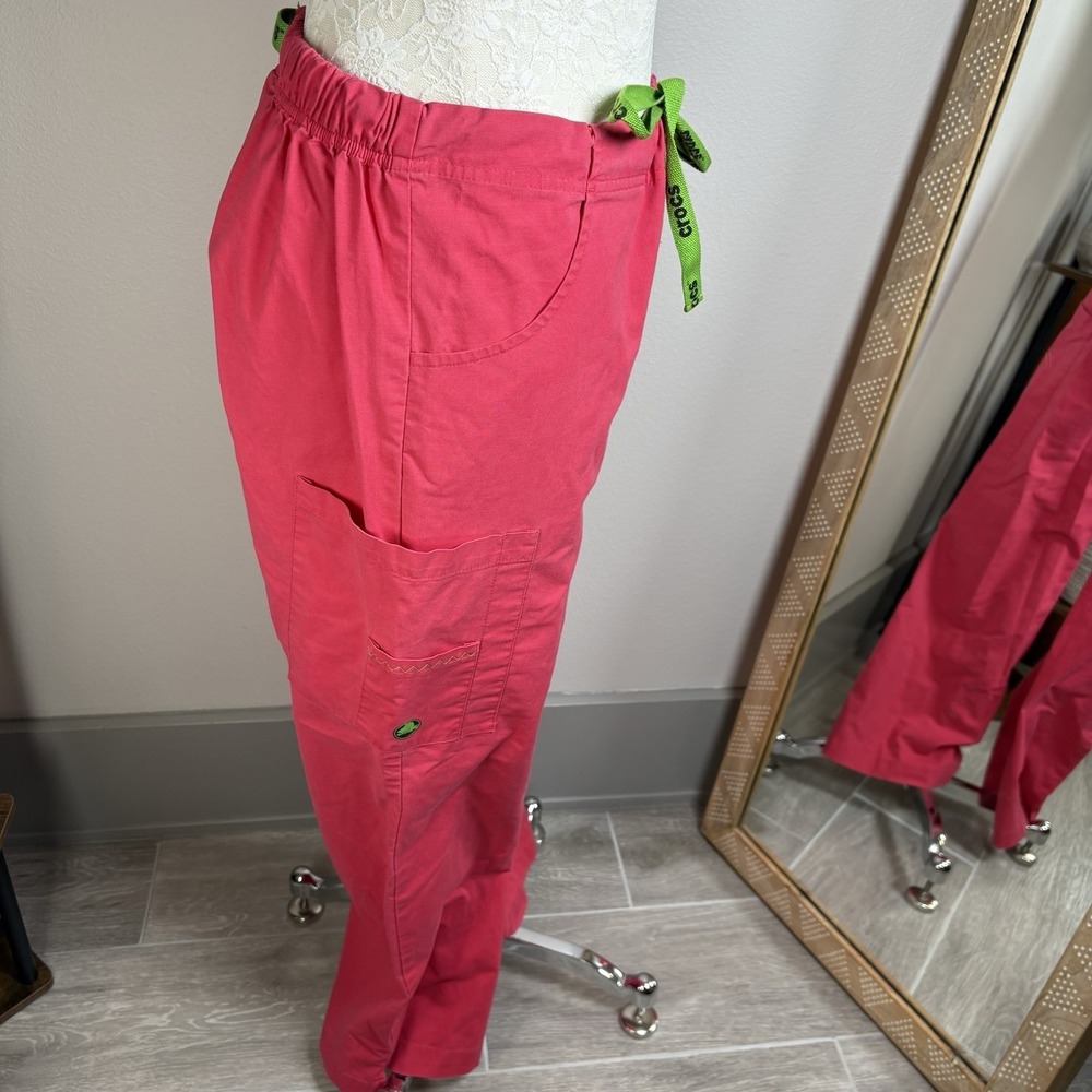 Crocs Womens M Pink Scrub Pants Medical Nursing Y2K Cargo Cotton Blend - Picture 2 of 16